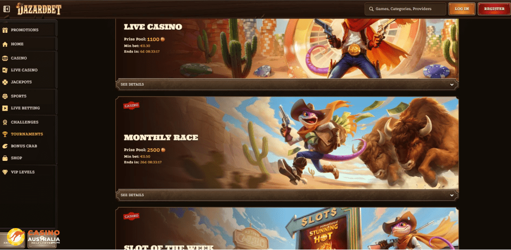 Tournaments at Dazardbet Casino Australia