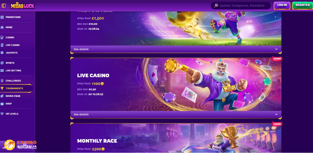 Tournaments at Midasluck Casino Australia