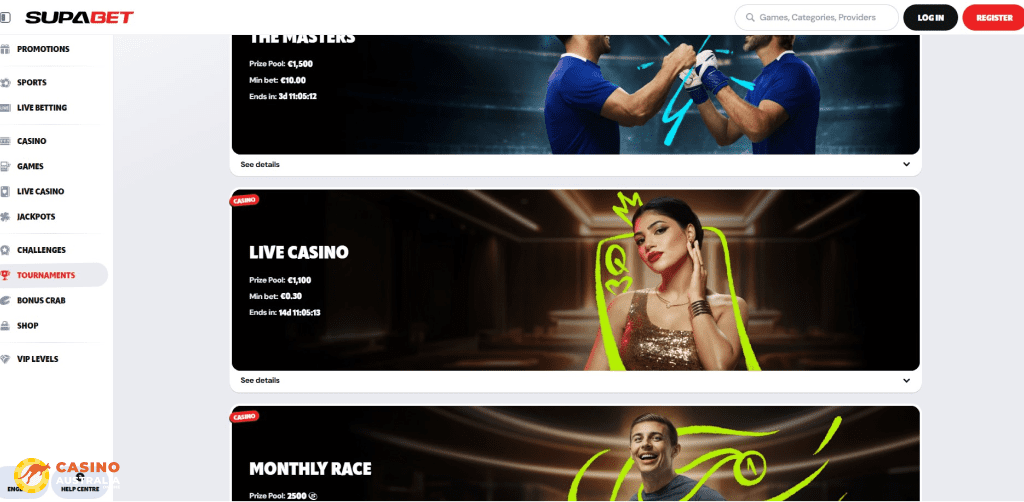 Tournaments at Supabet Casino Australia