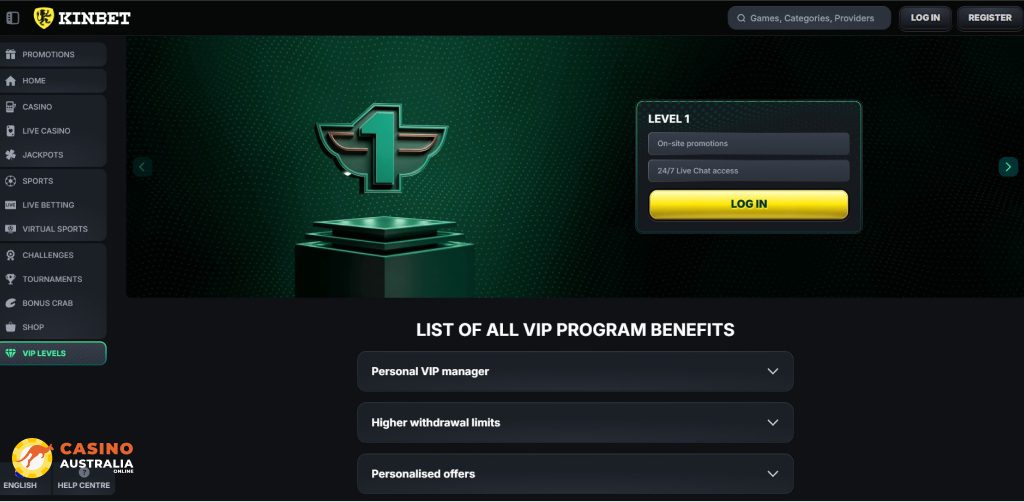 Vip Program at KinBet Casino Australia