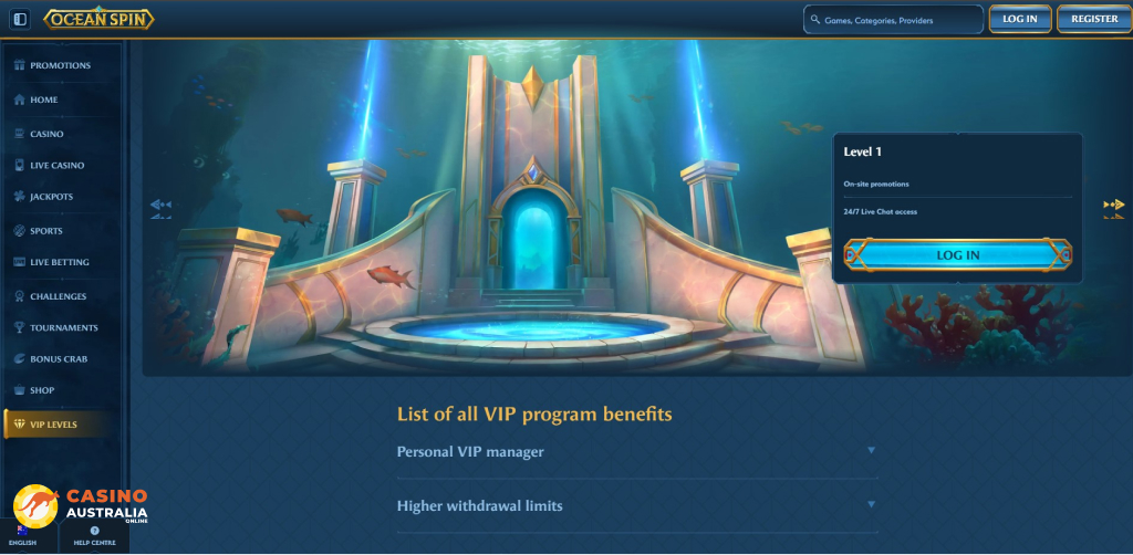 Vip Program at Ocean Spin Casino Australia