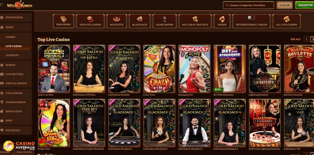 Wild Robin Casino Live Games Australia