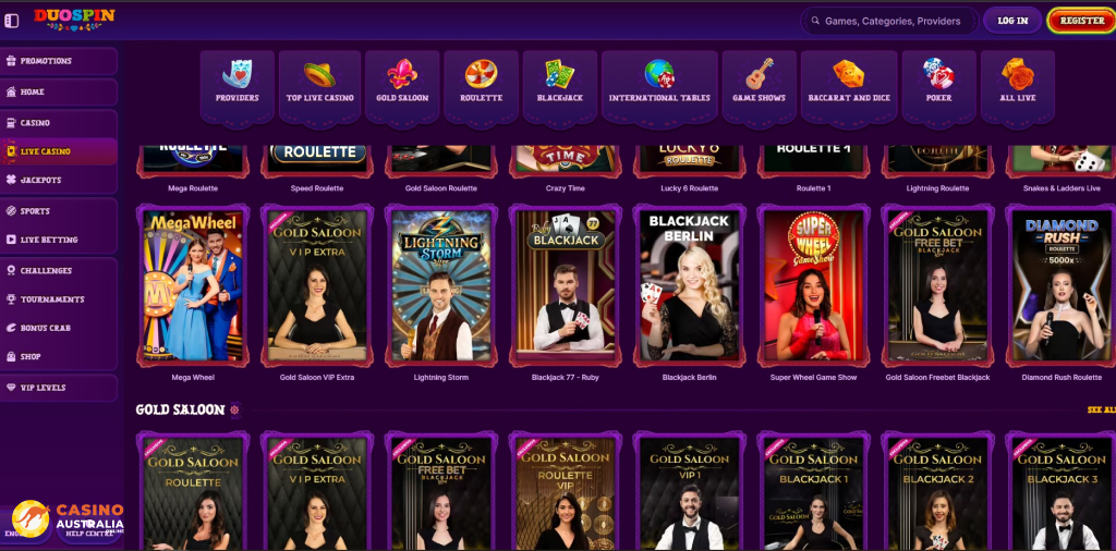 Duospin Casino Live Games Australia