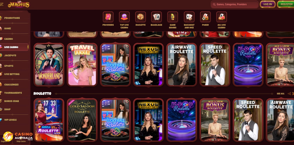 Magius Casino Live Games Australia