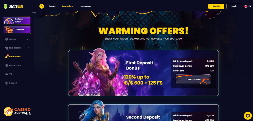 SlotsGem Casino Promotions Australia