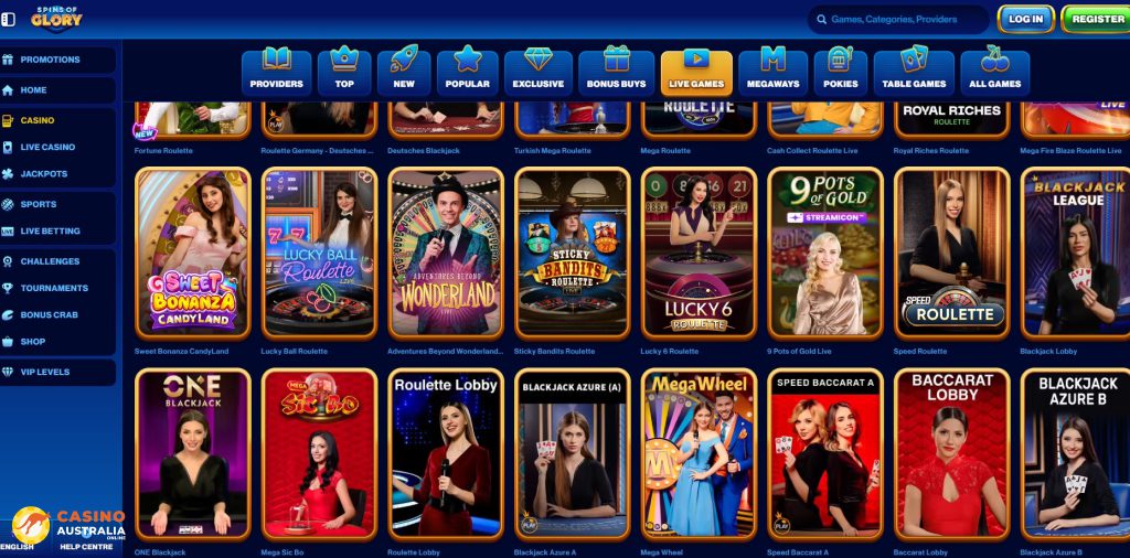 Spins of Glory Casino Live Games Australia