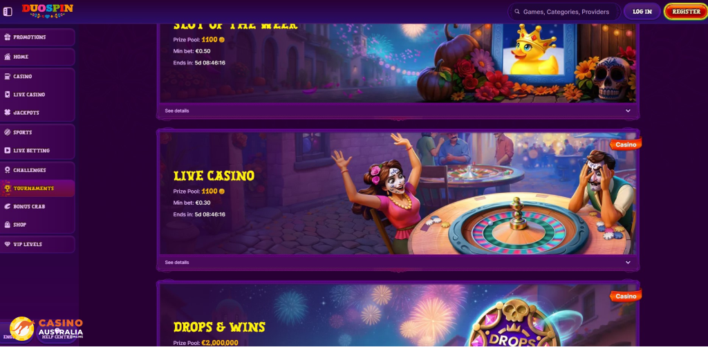 Tournaments at Duospin Casino Australia