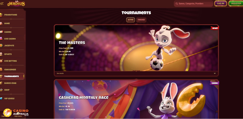 Tournaments at Magius Casino Australia