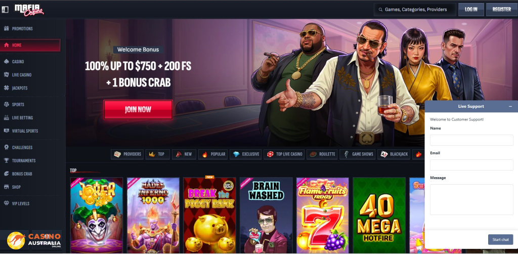 Customer Support at Mafia Casino Australia