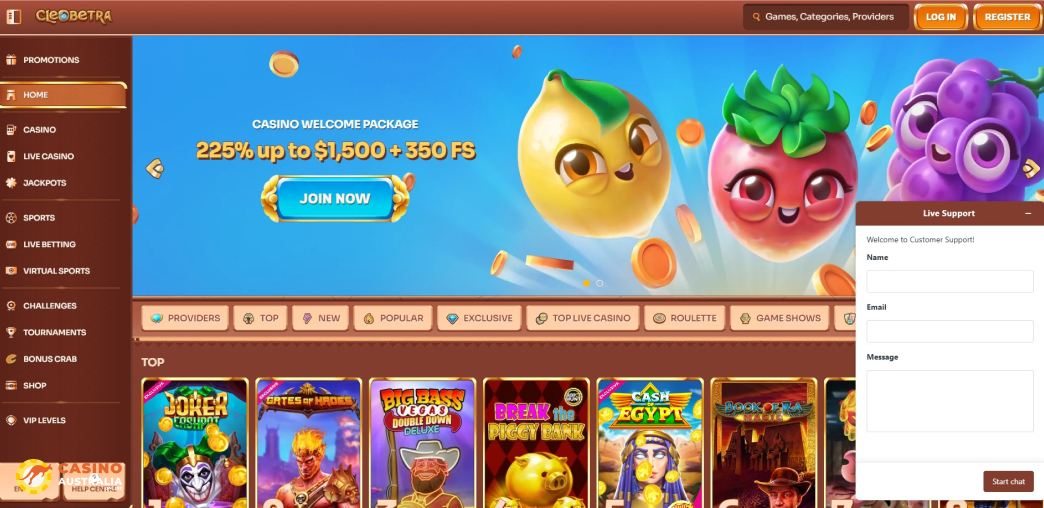 Support at CleoBetra Casino Australia