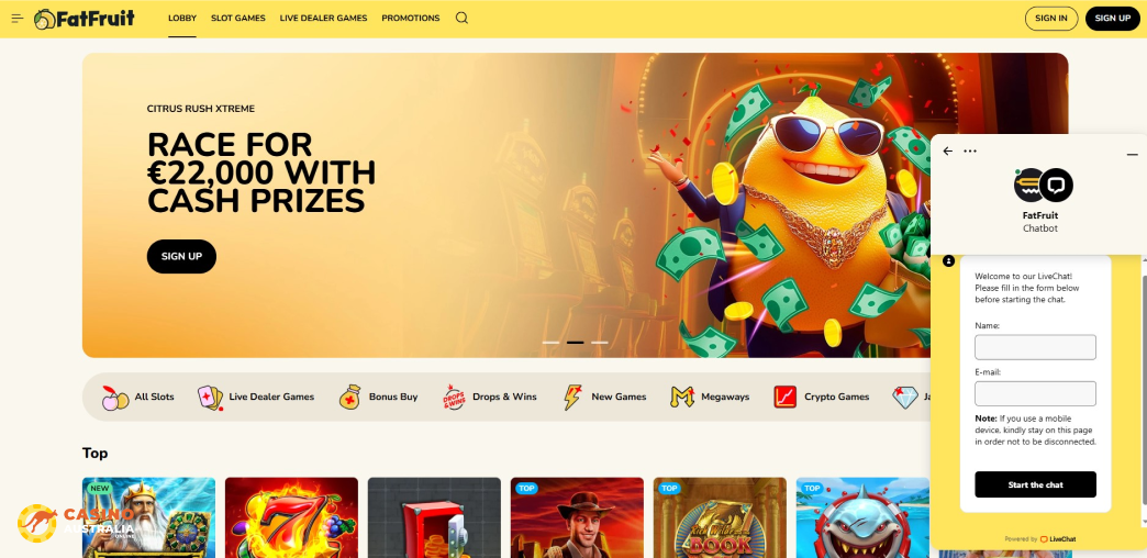 Support at FatFruit Casino Australia