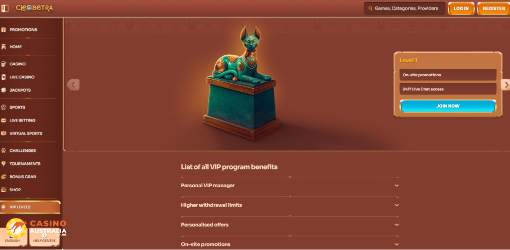 Vip Program at CleoBetra Casino Australia