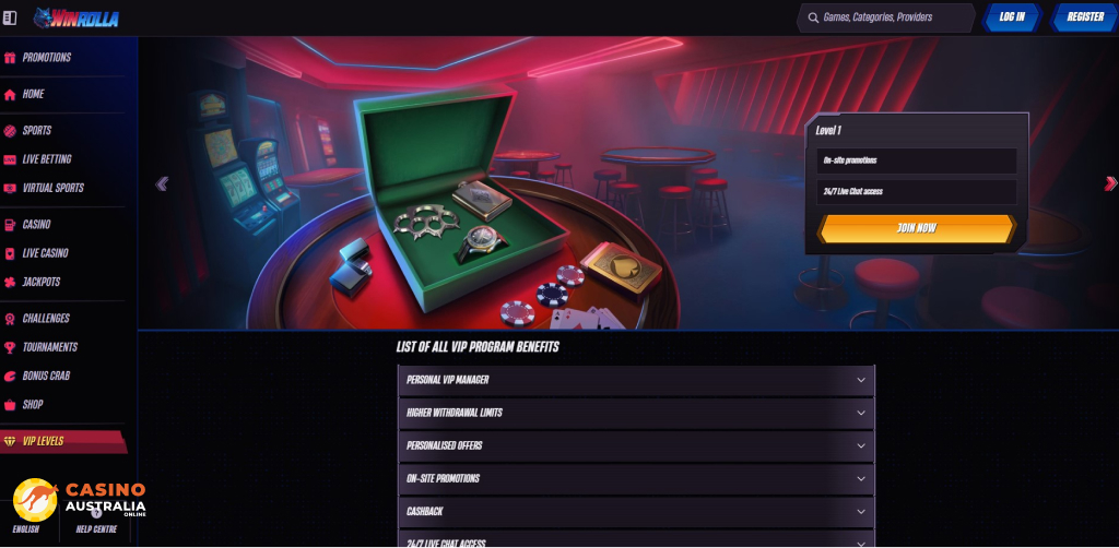 Vip Program at Winrolla Casino Australia