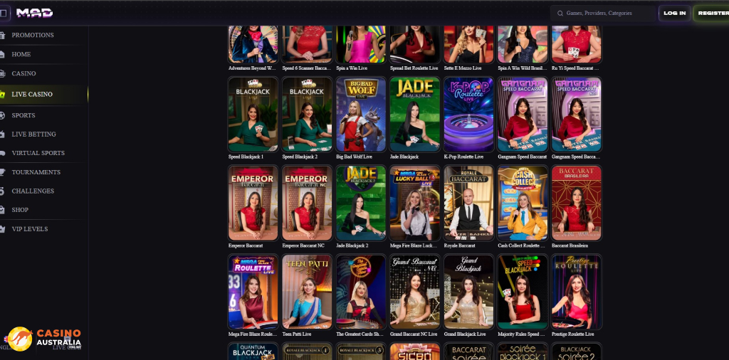 MadCasino Live Games Australia