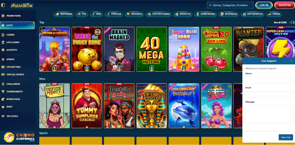 Customer Support at Aquawin Casino Australia