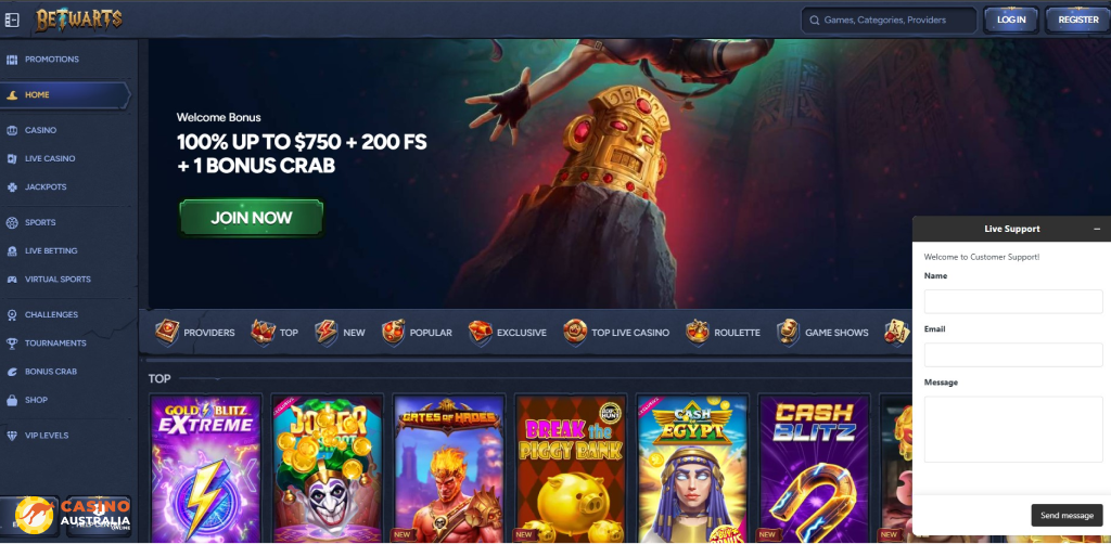 Customer Support at Betwarts Casino Australia