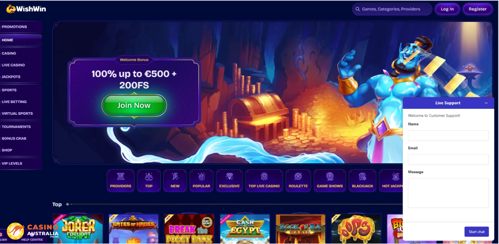 Customer Support at WishWin Casino Australia