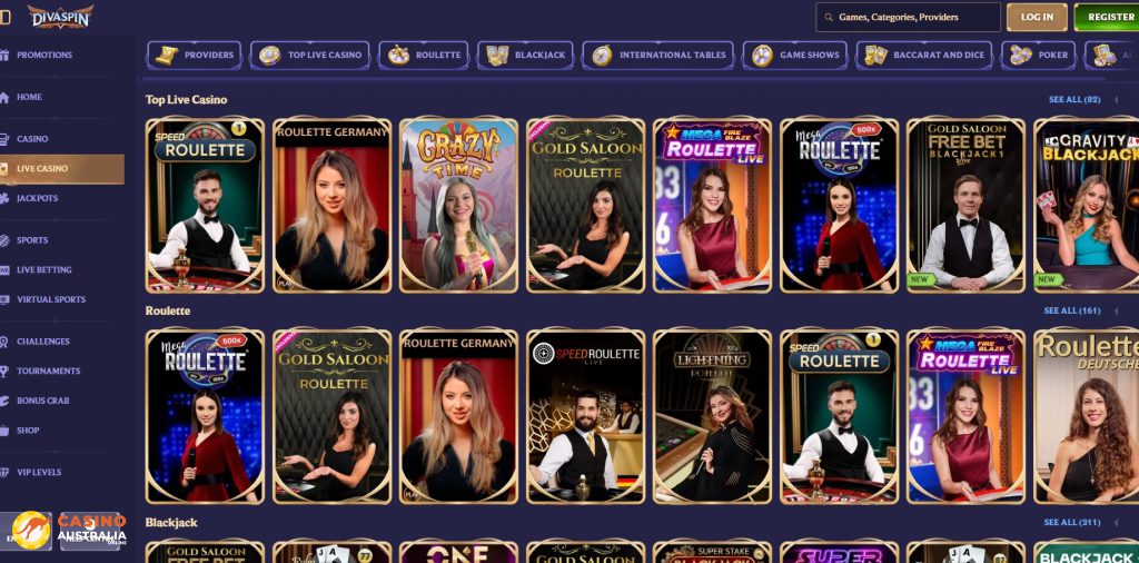 Divaspin Casino Live Games Australia