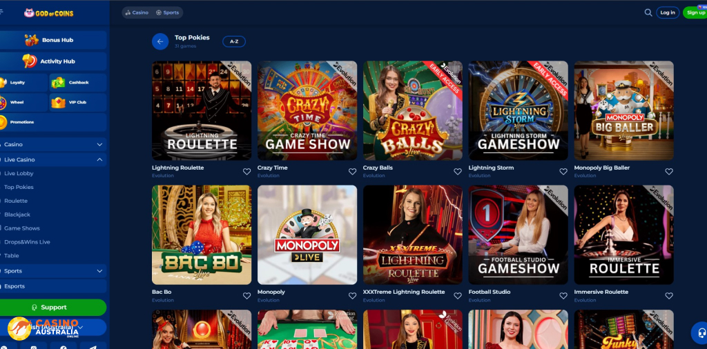 God of Coins Casino Live Games Australia