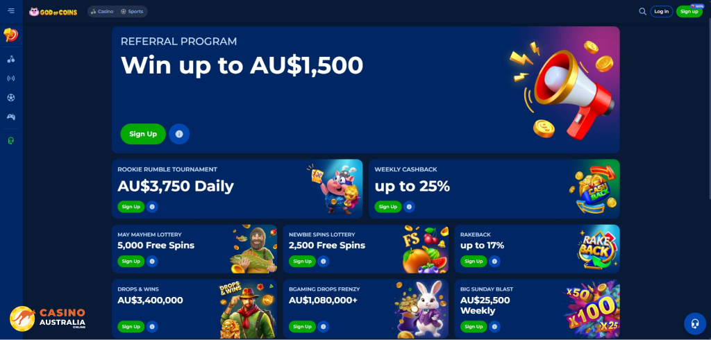 God of Coins Casino Promotions Australia