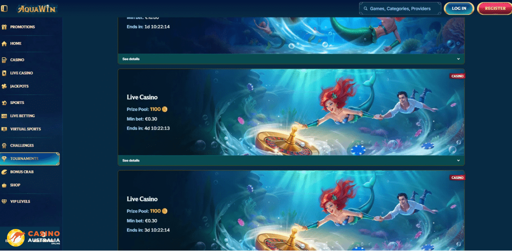 Tournaments at Aquawin Casino Australia