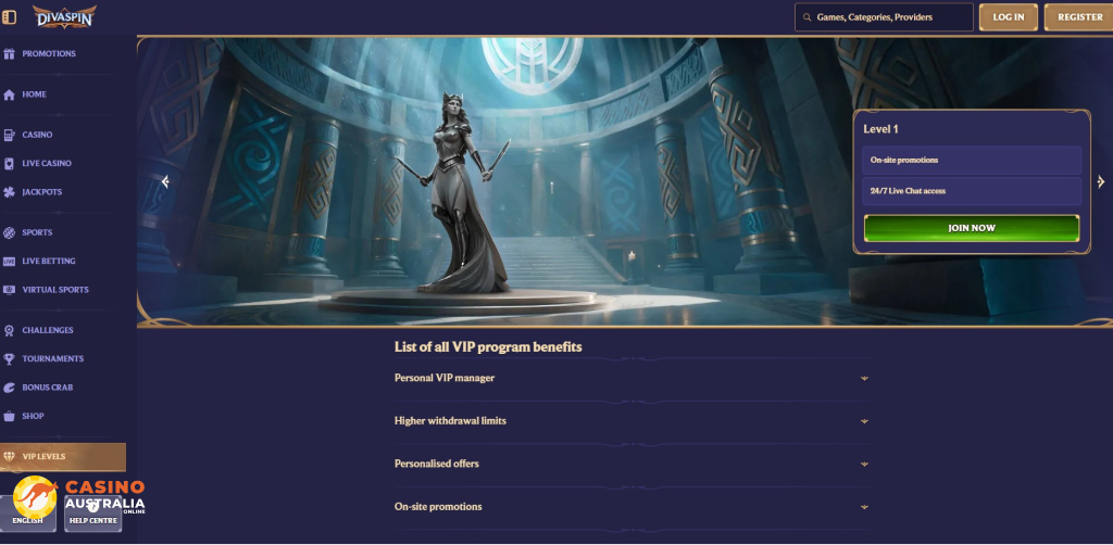 Vip Program at Divaspin Casino Australia