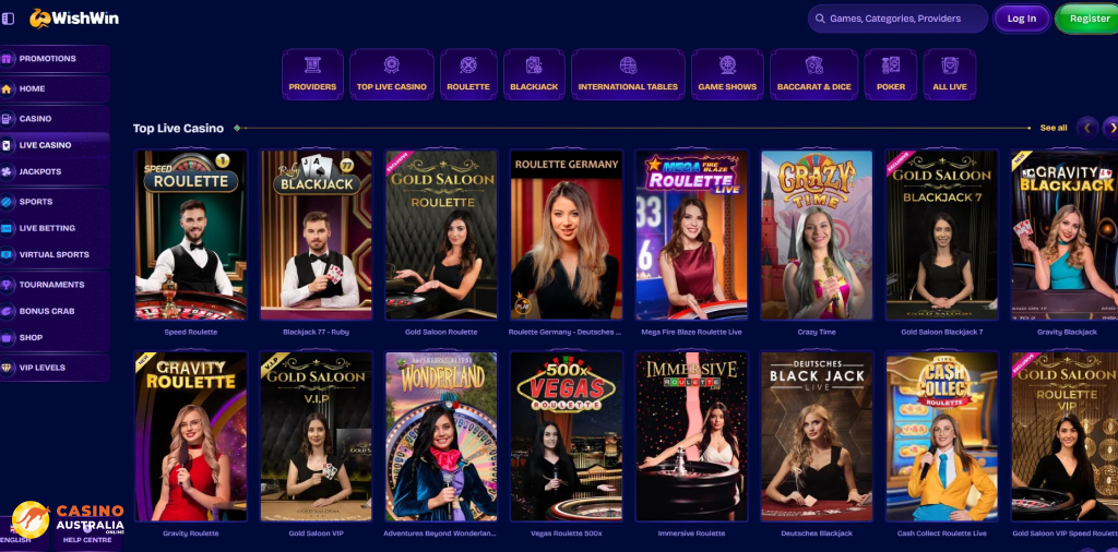 WishWin Casino Live Games Australia
