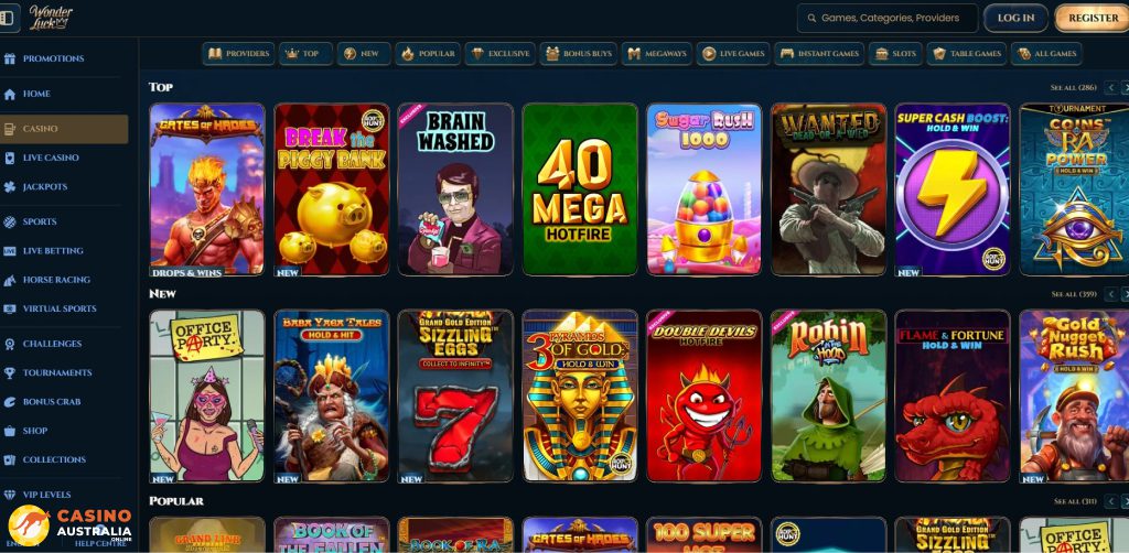 WonderLuck Casino Games Australia