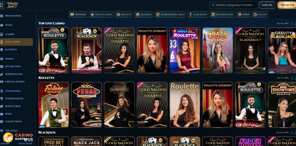 WonderLuck Casino Live Games Australia