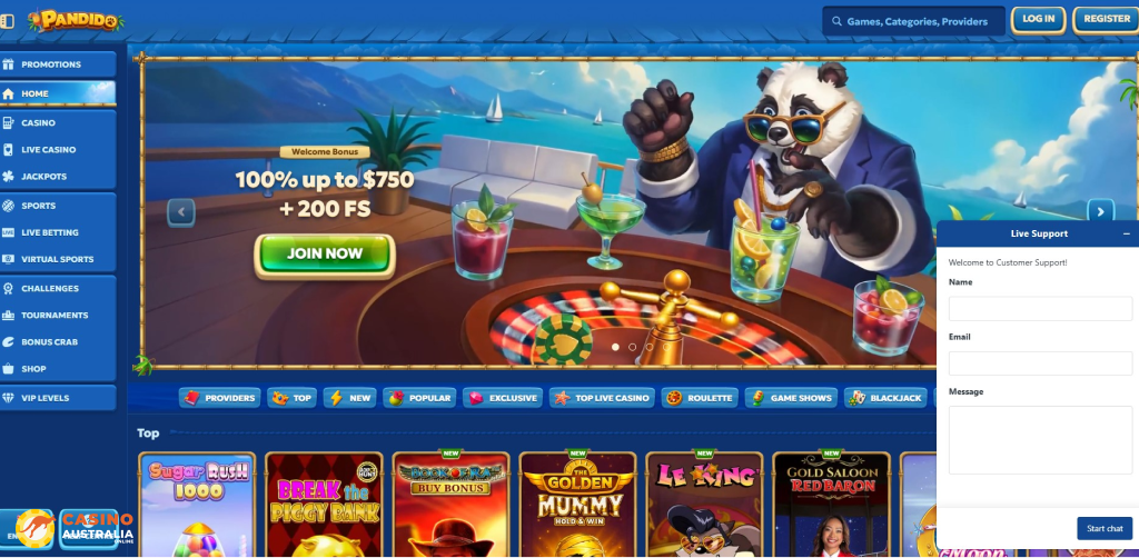 Customer Support at Pandido Casino Australia
