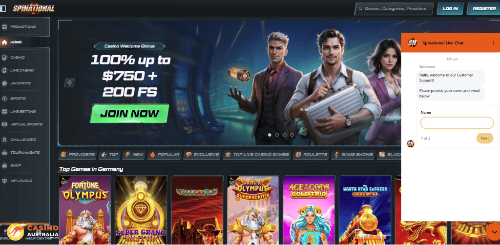 Customer Support at Spinational Casino Australia