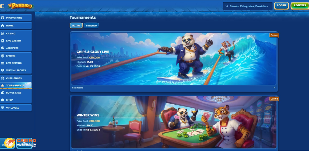 Tournaments at Pandido Casino Australia