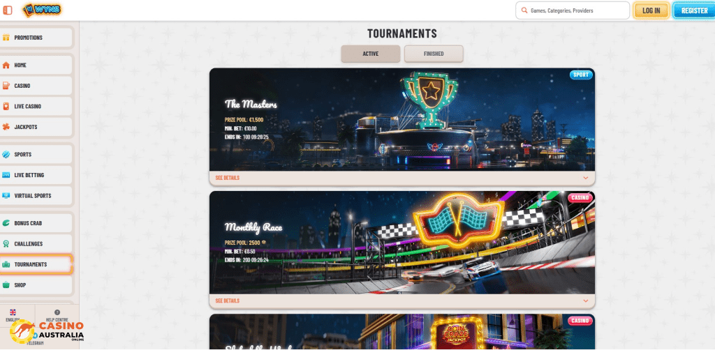 Tournaments at Wyns Casino Australia