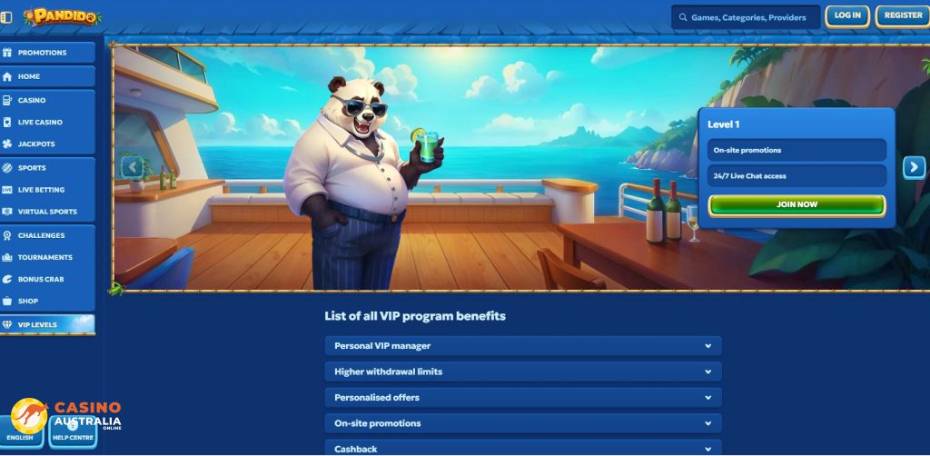 Vip Program at Pandido Casino Australia