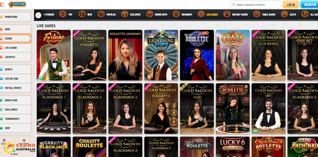 Wyns Casino Live Games Australia