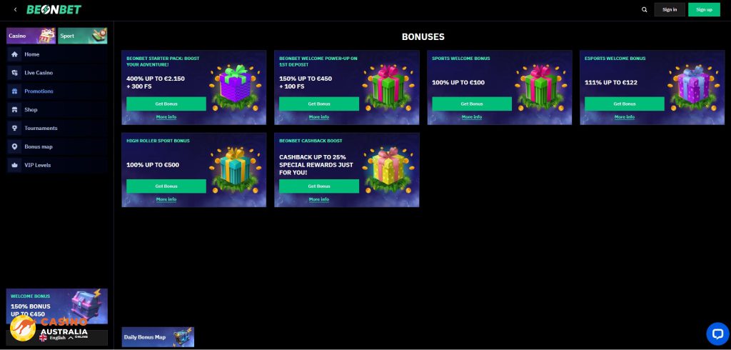 BeonBet Casino Promotions Australia
