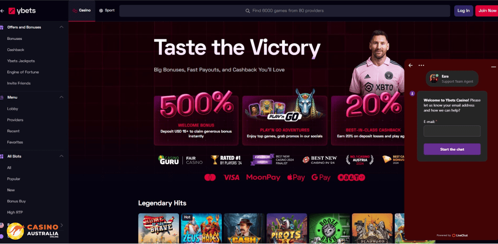 Customer Support at Ybets Casino Australia