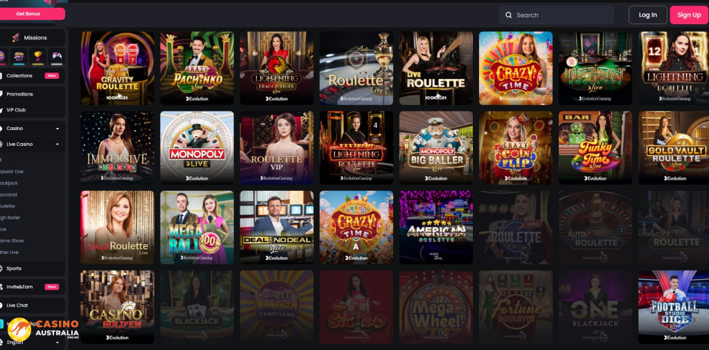 Tip Top Bet Casino Live Games Australia