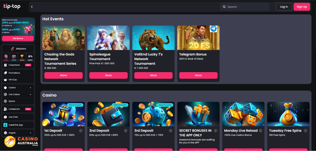 Tip Top Bet Casino Promotions Australia