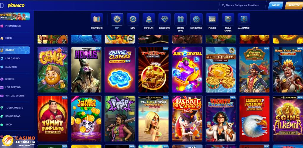 Wonaco Casino Games Australia