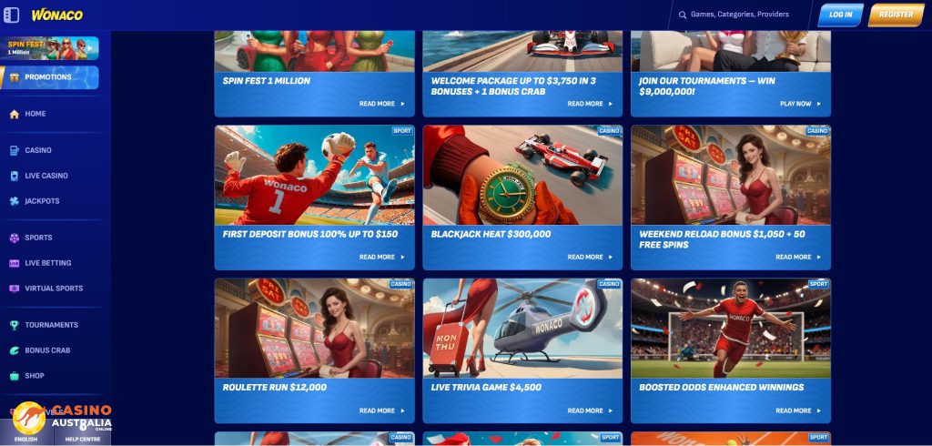Wonaco Casino Promotions Australia