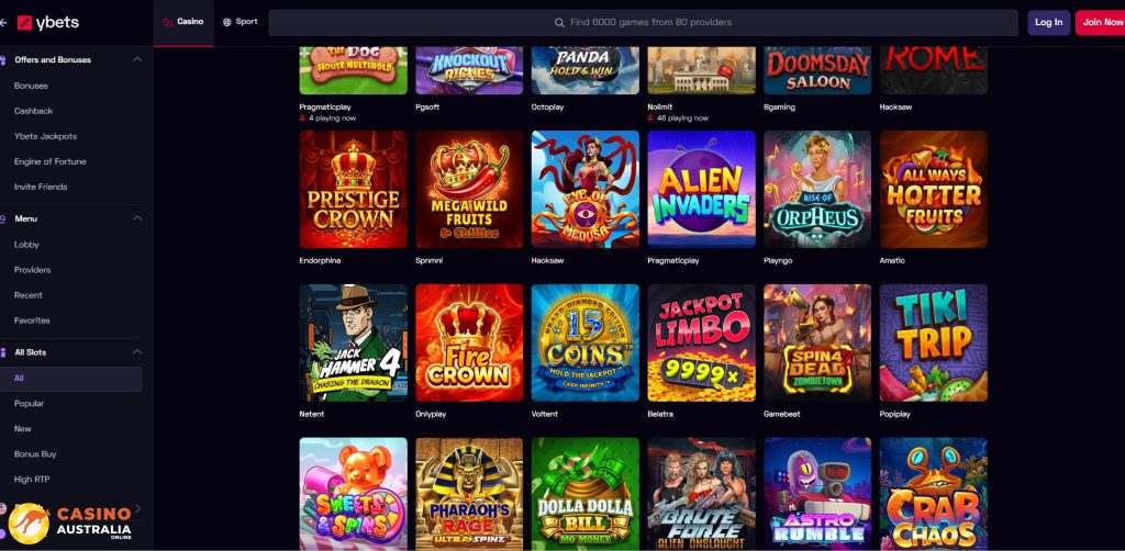 Ybets Casino Games Australia