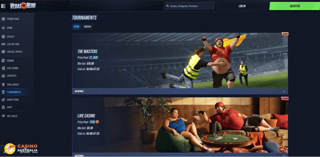 Tournaments at VegasHero Casino Australia