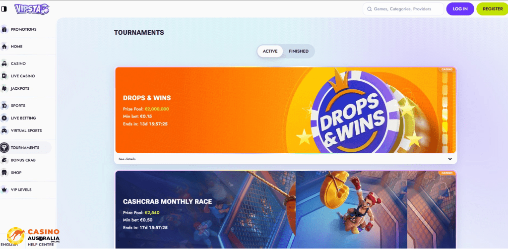 Tournaments at Vipsta Casino Australia