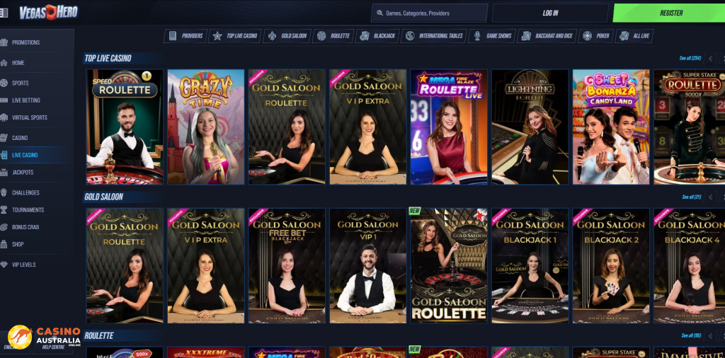 VegasHero Casino Live Games Australia