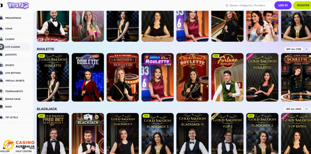 Vipsta Casino Live Games Australia