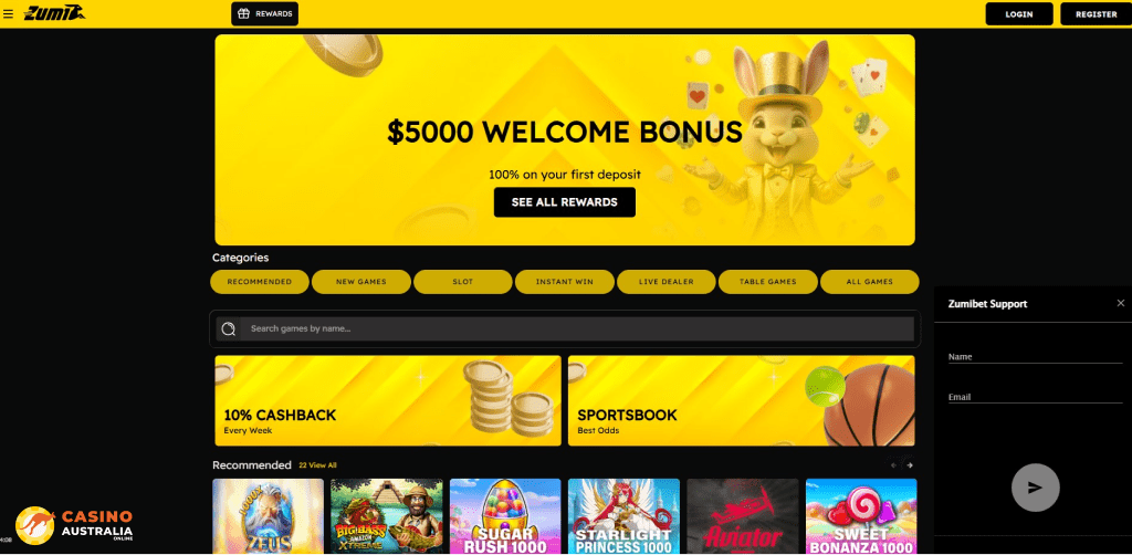 Customer Support at Zumibet Casino Australia