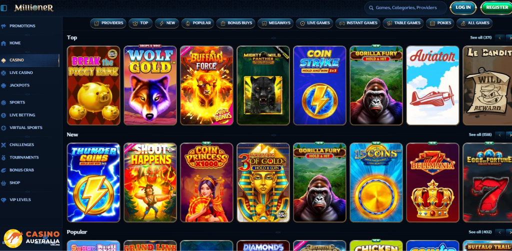 Millioner Casino Games Australia