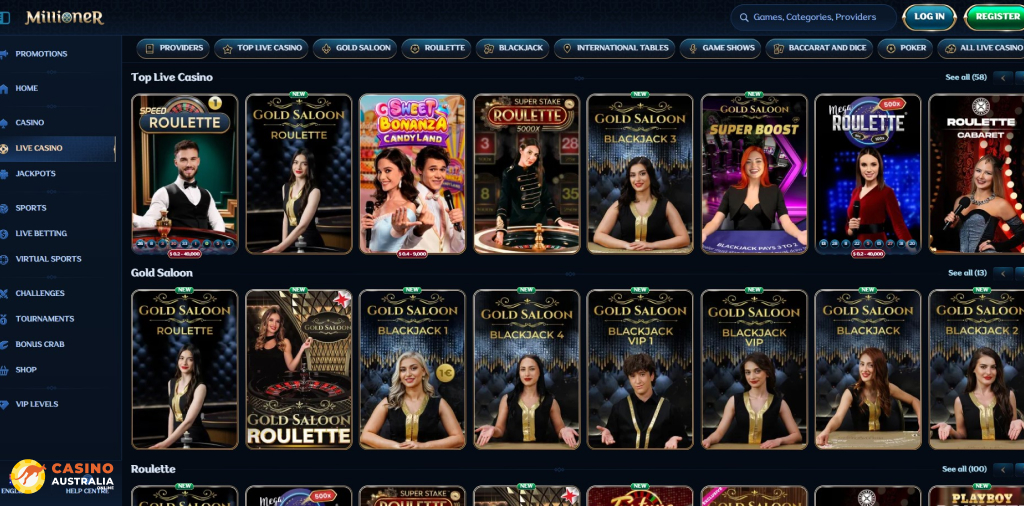 Millioner Casino Live Games Australia