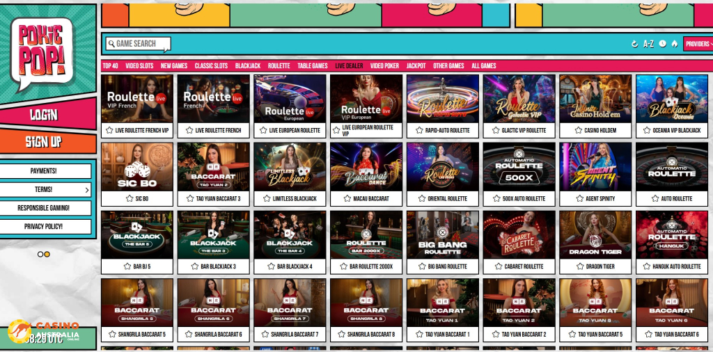 PokiePop Casino Live Games Australia